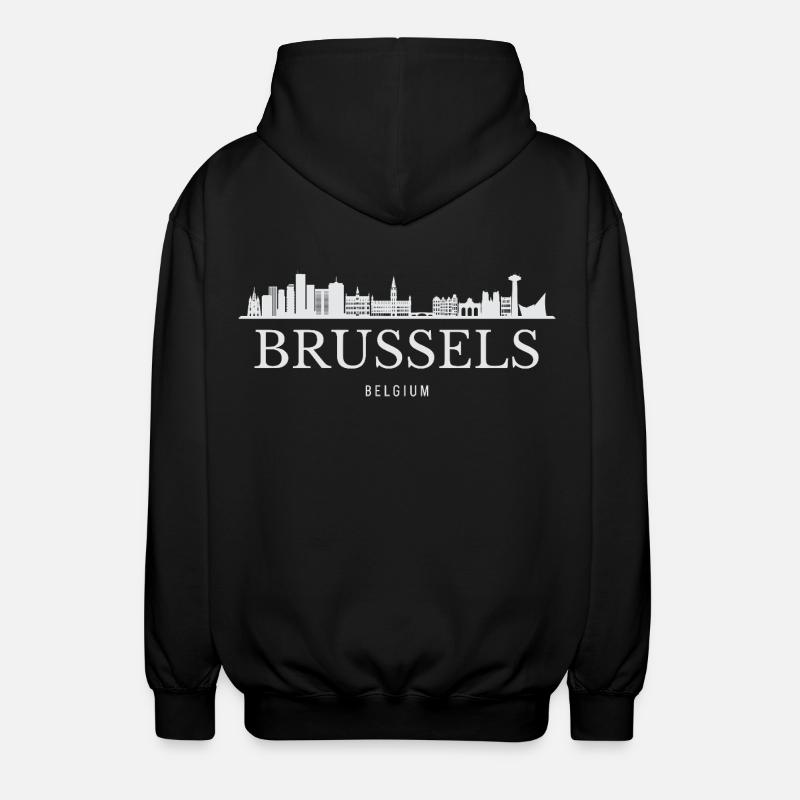 Brussels skyline, Brussels Belgium - Unisex Hooded Jacket - black