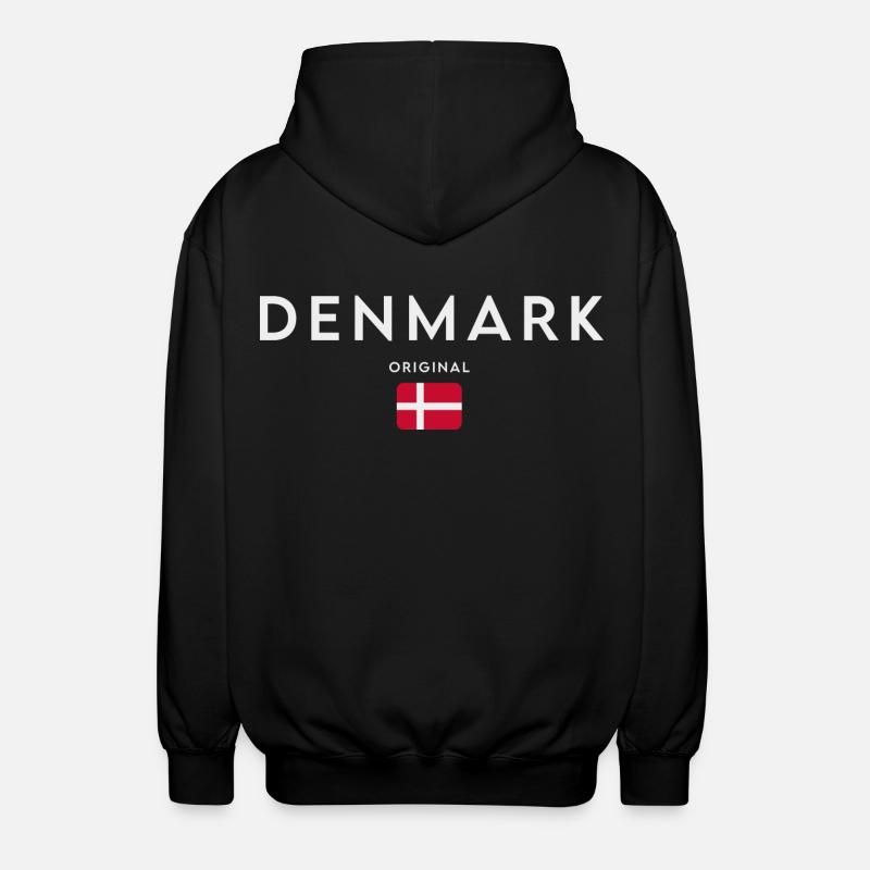 Danmarks flag, dansk stolthed - Unisex hættejakke. - sort