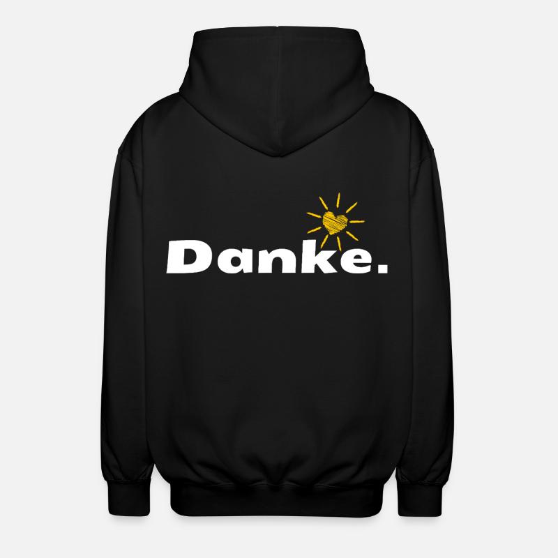 Danke HerzSonne Typografie - Unisex Kapuzenjacke - Schwarz