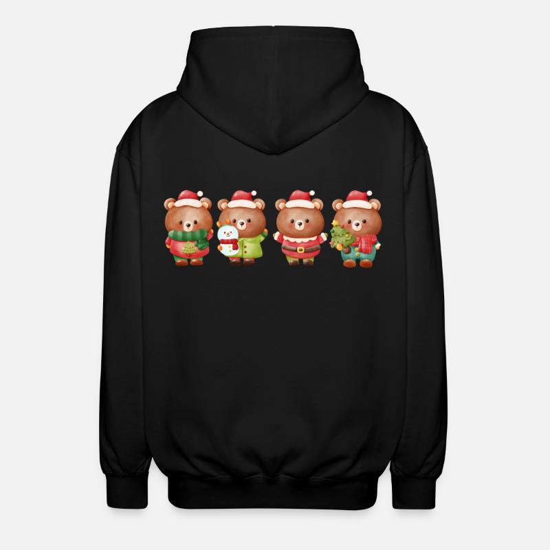 Quatuor d’ours de Noël festif - Veste à capuche unisexe - noir