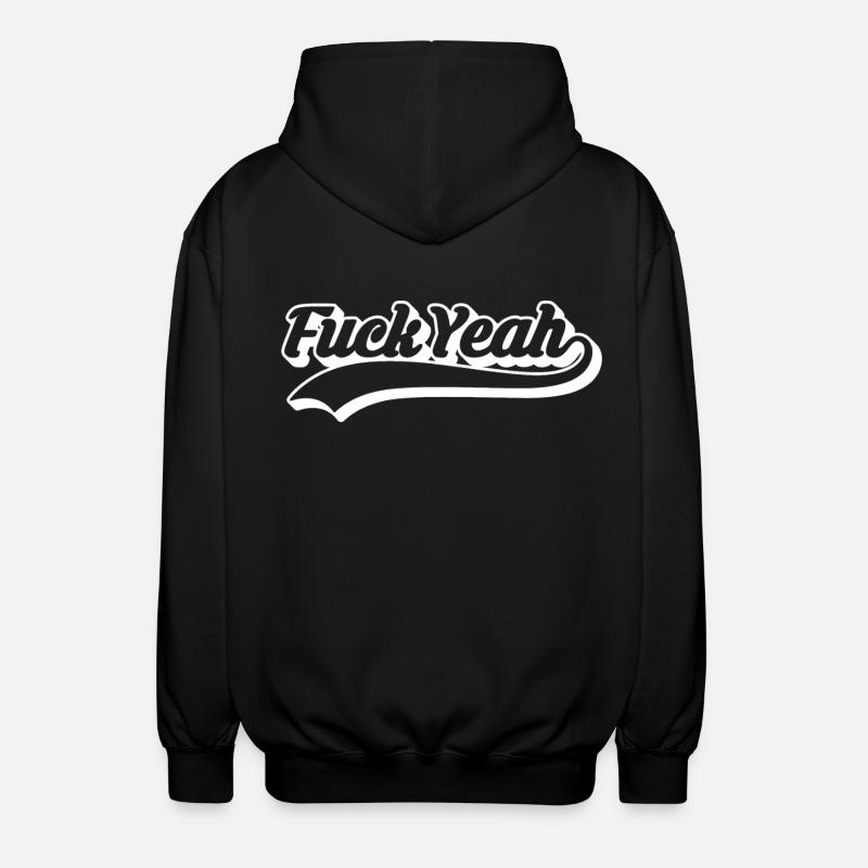 Retro Style 'Fuck Yeah' Script - Unisex Hooded Jacket - black