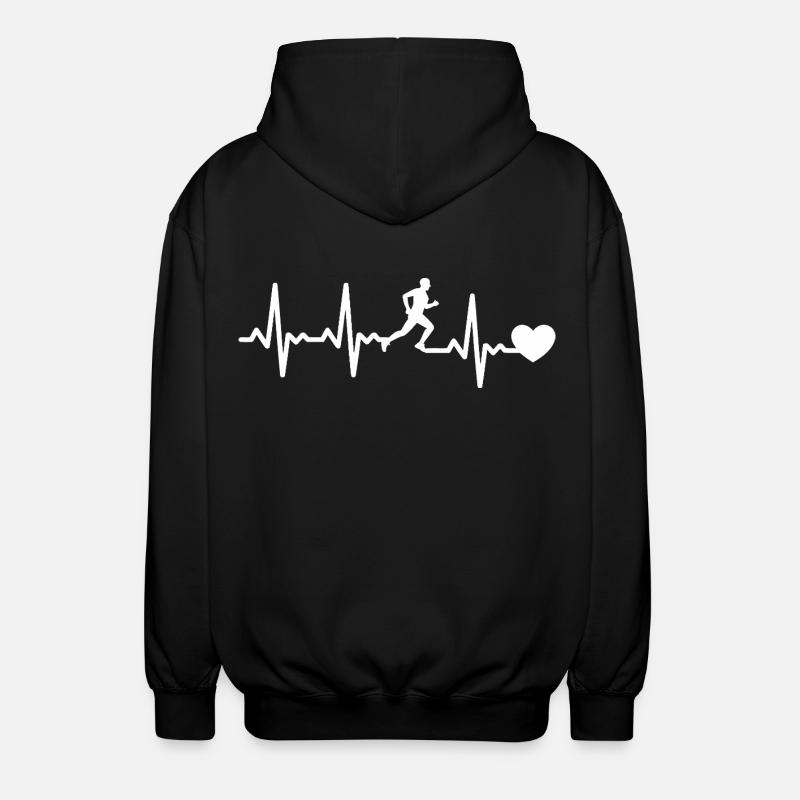 Laufendes Herz Rhythmusdesign - Unisex Kapuzenjacke - Schwarz