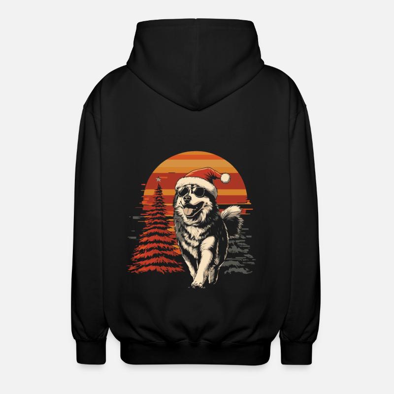 Cool Malamute Christmas - Unisex Hooded Jacket - black