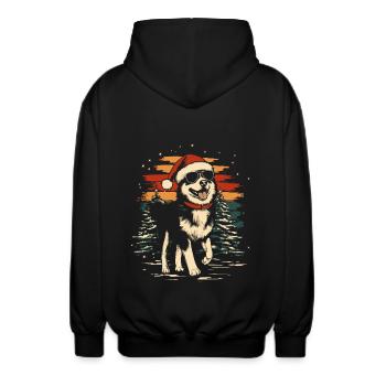 Cooler Husky an Weihnachten - Unisex Kapuzenjacke - Schwarz - Hinten - AI Model Male 185 light (185cm)