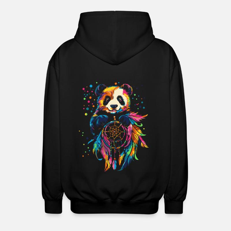Panda mitTraumfänger - Unisex Kapuzenjacke - Schwarz