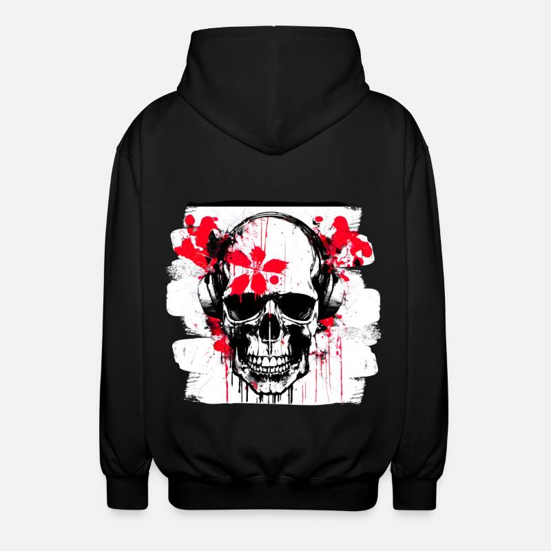 crâne éclaboussure trash polka tattoo - Veste à capuche unisexe - noir