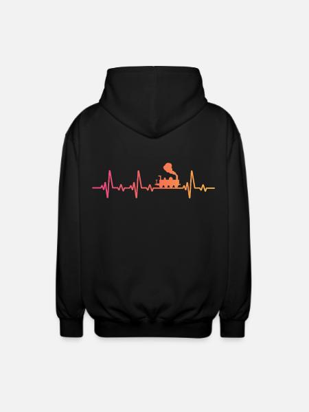 Sunset Heartbeat Train Locomotive Train - Unisex Hooded Jacket - black