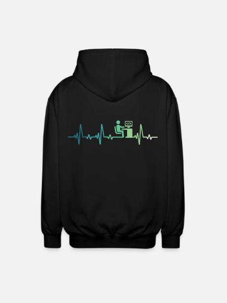 Heartbeat Programmer Developer - Unisex Hooded Jacket - black