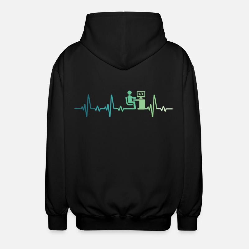 Heartbeat Programmer Developer - Unisex Hooded Jacket - black