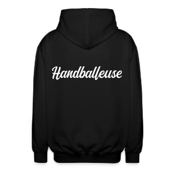 Handballspieler - Unisex Kapuzenjacke - Schwarz - Hinten - AI Model Male 185 light (185cm)