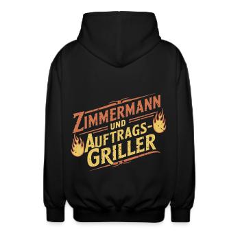 Zimmermann und Auftragsgriller - Unisex Kapuzenjacke - Schwarz - Hinten - AI Model Male 185 light (185cm)