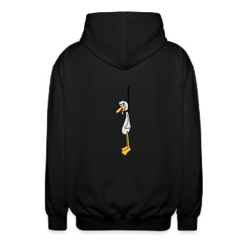 Hanged Duck - Unisex Kapuzenjacke - Schwarz - Hinten - AI Model Male 185 light (185cm)