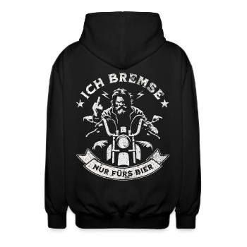 ICH BREMSE NUR FÜRS BIER Biker und Motorrad - Unisex Kapuzenjacke - Schwarz - Hinten - AI Model Male 185 light (185cm)