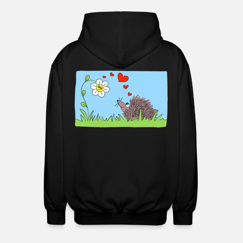 AMIS Hérisson et fleur - Veste à capuche unisexe - noir