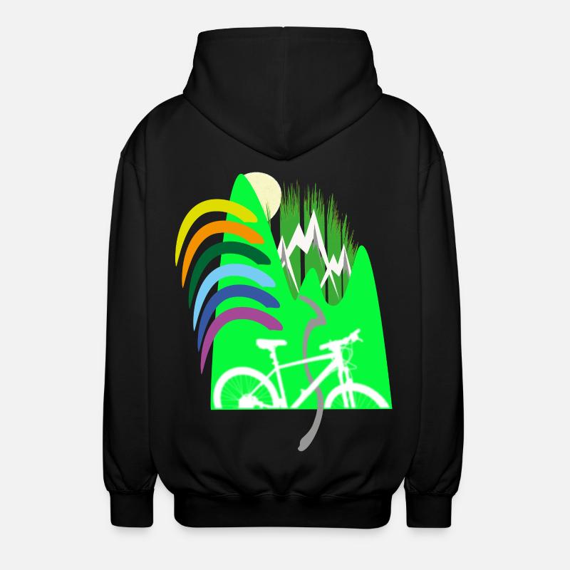 Fahrradpfad Berge Regenbogen - Unisex Kapuzenjacke - Schwarz