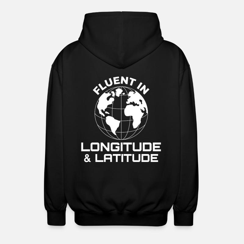 Fließend Längengrad Breitengrad GIS Globus - Unisex Kapuzenjacke - Schwarz