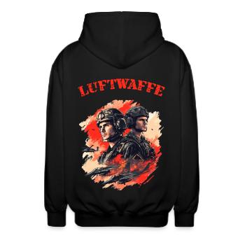 Himmelsherren - Elite der Lüfte - Unisex Kapuzenjacke - Schwarz - Hinten - AI Model Male 185 light (185cm)