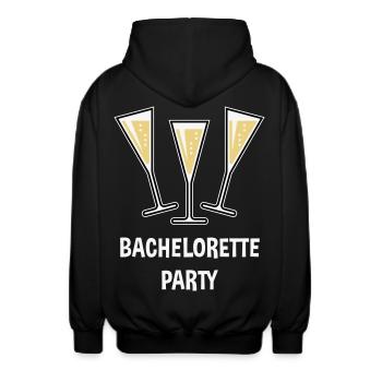 Bachelorette Party (Sektgläser Trichter Zu / 3C) - Unisex Kapuzenjacke - Schwarz - Hinten - AI Model Male 185 light (185cm)