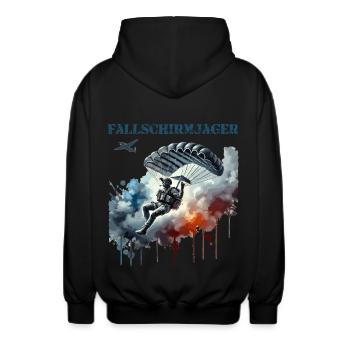 Fallschirmjäger 2 - Sky Warriors - Unisex Kapuzenjacke - Schwarz - Hinten - AI Model Male 185 light (185cm)
