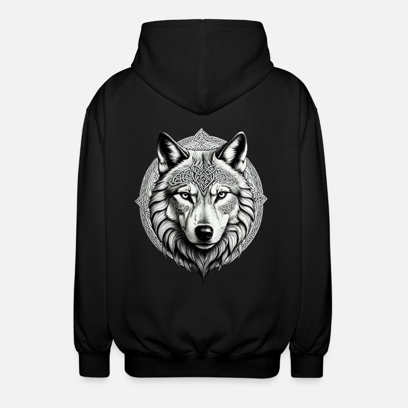 Loup avec nœud celtique 01 - Veste à capuche unisexe - noir