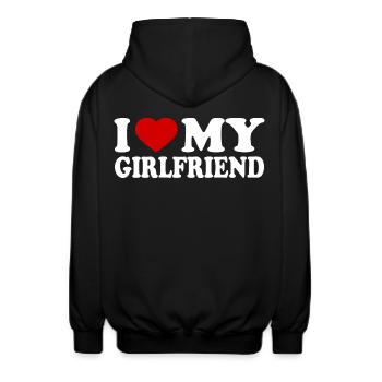 I love my girlfriend - Unisex Kapuzenjacke - Schwarz - Hinten - AI Model Male 185 light (185cm)