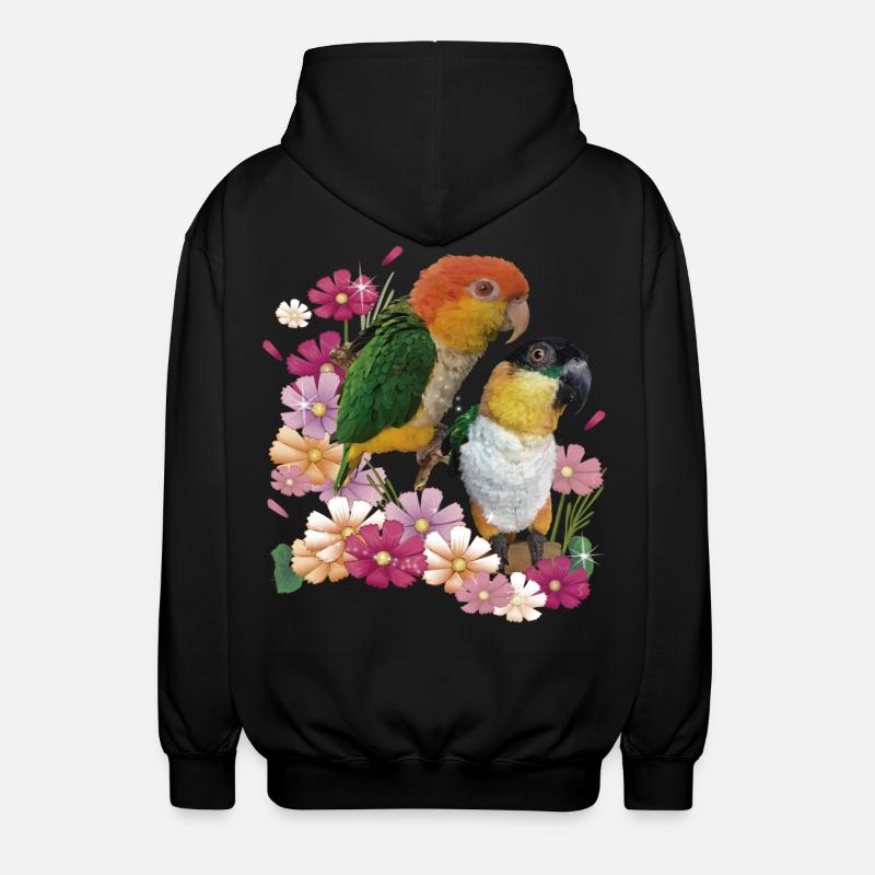 Der orangeköpfige Caique - Unisex Kapuzenjacke - Schwarz