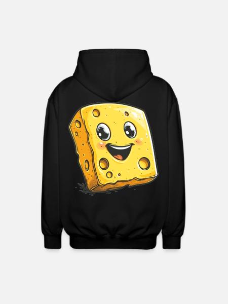 Laughing Cheese Cartoon - Unisex Hooded Jacket - black