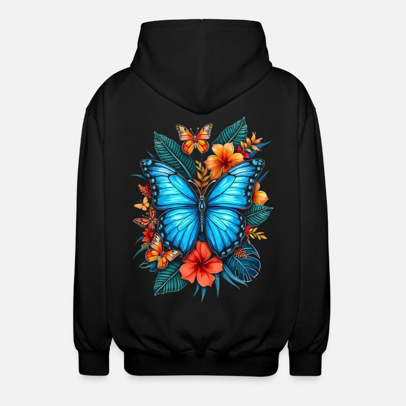 Papillon, Fleurs, Entomologiste - Veste à capuche unisexe - noir