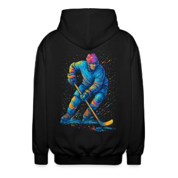 Eishockey Eishockeyspieler Mann - Unisex Kapuzenjacke - Schwarz - Hinten - AI Model Male 185 light (185cm)