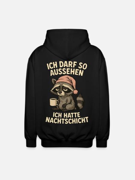 Nachtschicht Nachtdienst Krankenschwester Waschbär - Unisex Kapuzenjacke - Schwarz