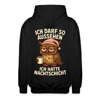 Nachtschicht Nachtdienst Krankenschwester Eule - Unisex Kapuzenjacke - Schwarz - Hinten - AI Model Male 185 light (185cm)