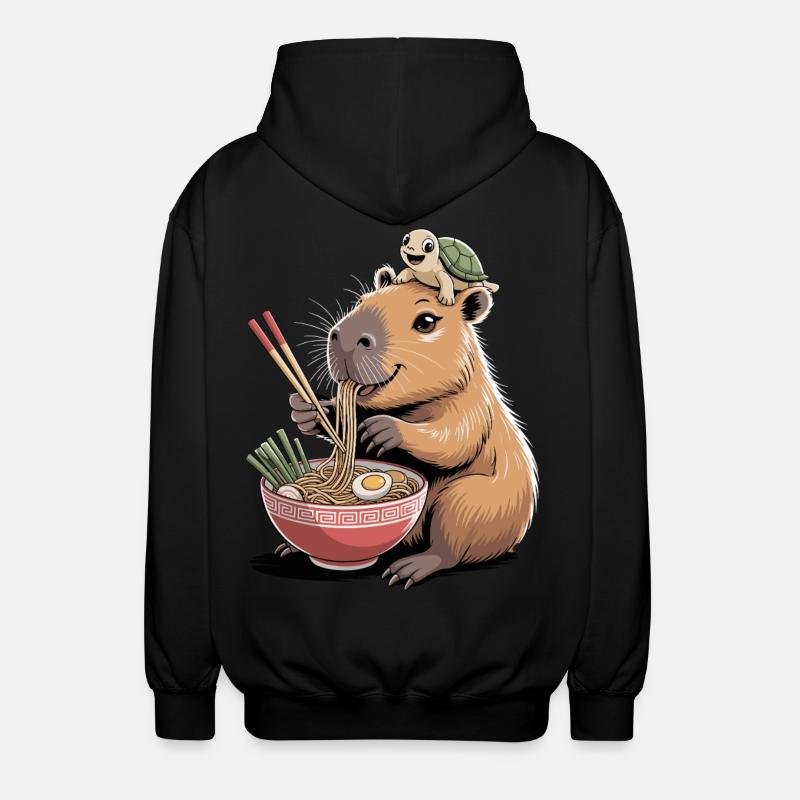Cute capybara, ramen, turtle, capybara - Unisex Hooded Jacket - black