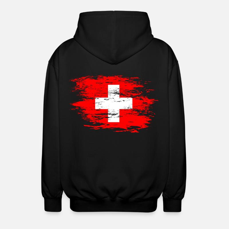 Drapeau suisse utilisé - Veste à capuche unisexe - noir