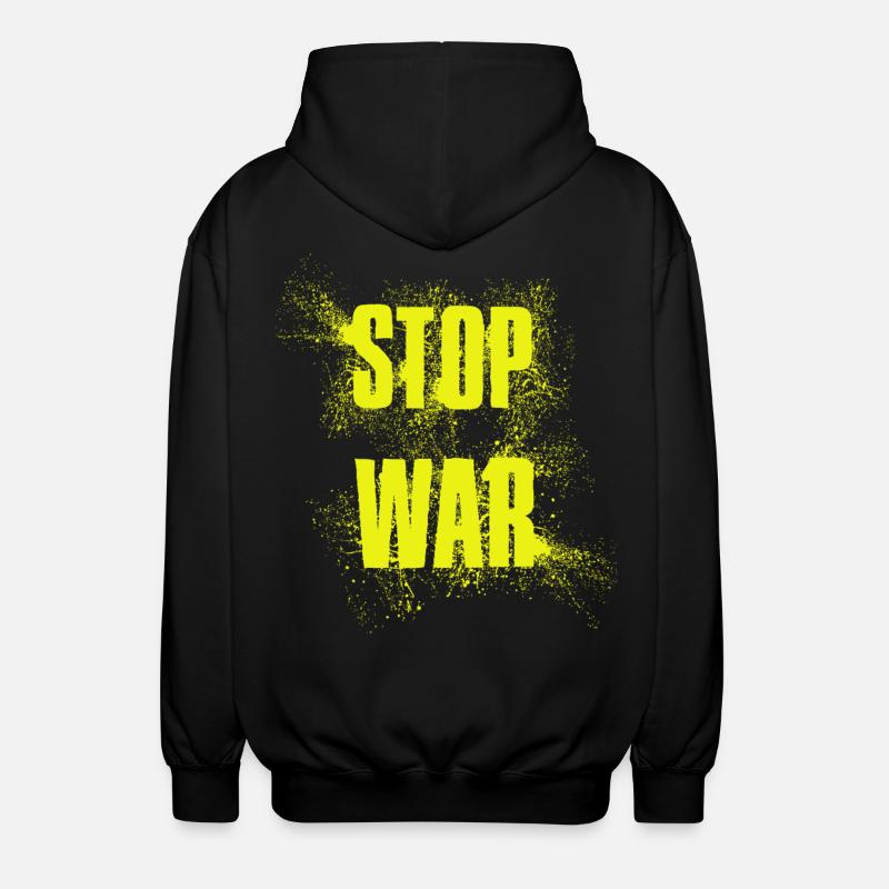 STOP WAR – NO WAR - PEACE - Unisex Hooded Jacket - black