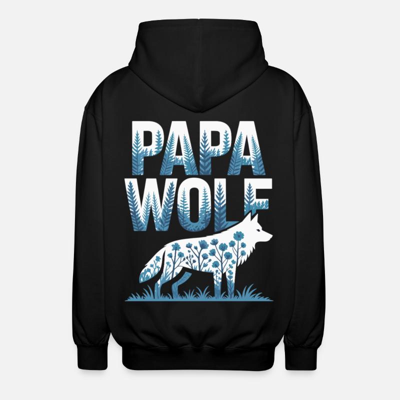 Strong Papa Wolf Look - Unisex Hooded Jacket - black