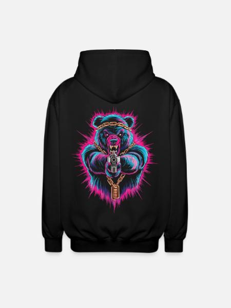 Ours néon de style urbain - Veste à capuche unisexe - noir