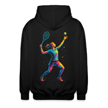 Tennis Tennisspielerin Frau - Unisex Kapuzenjacke - Schwarz - Hinten - AI Model Male 185 light (185cm)