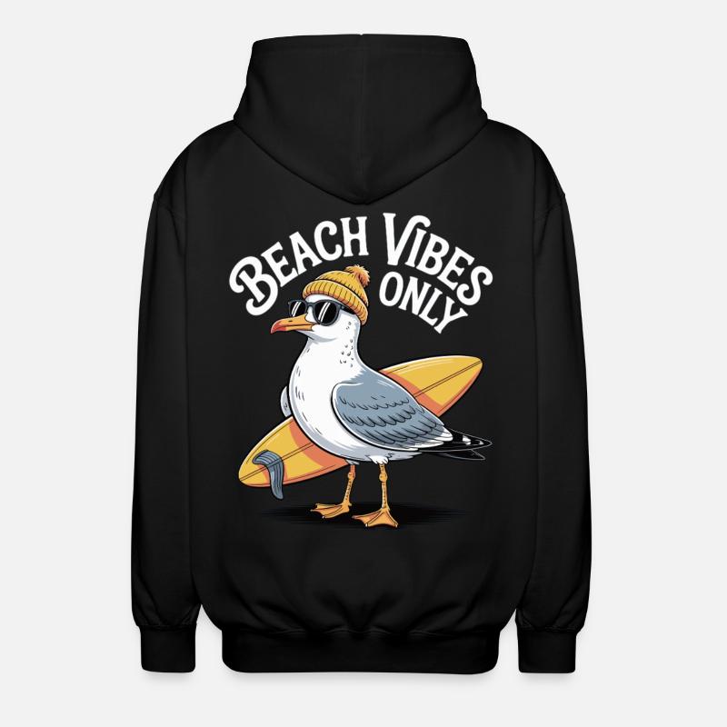 Beach Vibes Seagull - Unisex Hooded Jacket - black