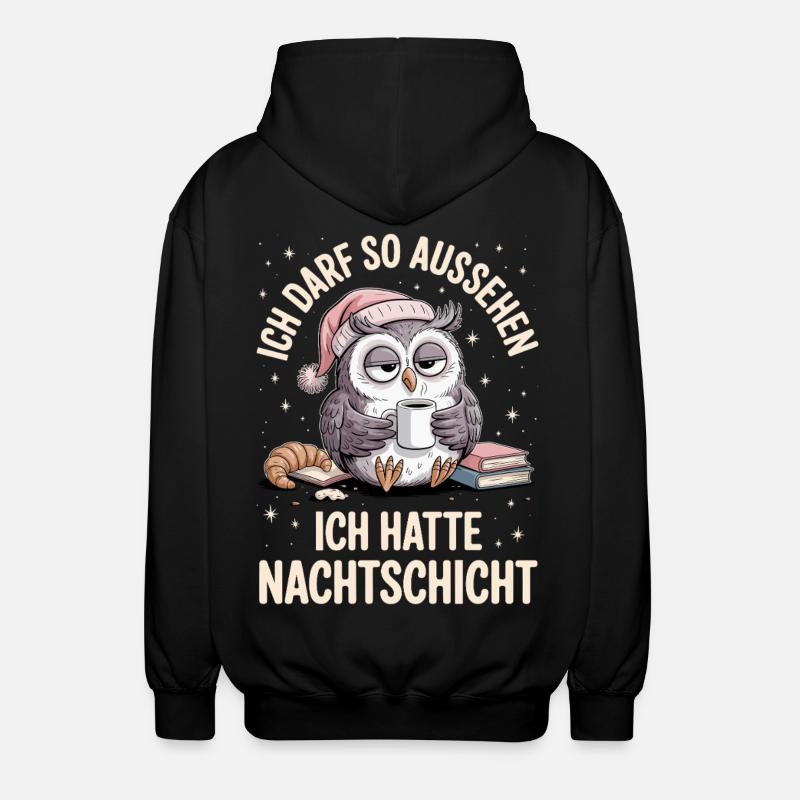 Nachtschicht Nachtdienst Krankenschwester Eule - Unisex Kapuzenjacke - Schwarz