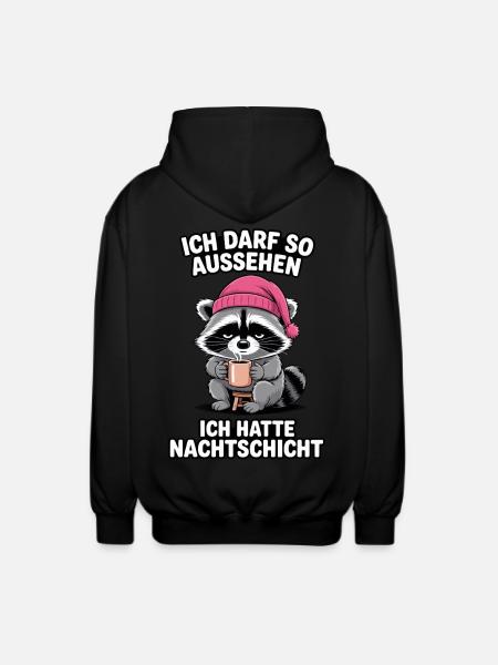 Nachtschicht Nachtdienst Krankenschwester Waschbär - Unisex Kapuzenjacke - Schwarz