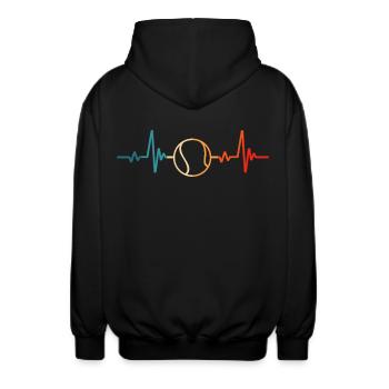 Tennis Herzschlag Tennisschläger Tennisspiel - Unisex Kapuzenjacke - Schwarz - Hinten - AI Model Male 185 light (185cm)