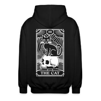 Tarot Katze Totenkopf Shirt - Unisex Kapuzenjacke - Schwarz - Hinten - AI Model Male 185 light (185cm)