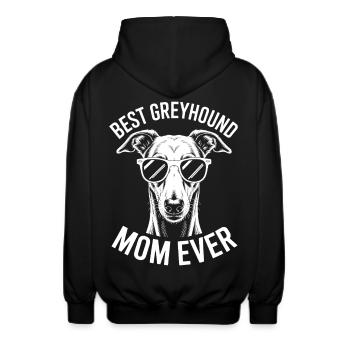 Greyhound Saying, Greyhound Mom, Greyhound Gift - Unisex Hooded Jacket - black - Back - AI Model Male 185 light (185cm)