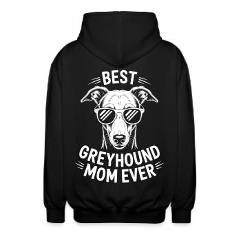 Greyhound Saying, Greyhound Mom, Greyhound Gift - Unisex Hooded Jacket - black - Back - AI Model Male 185 light (185cm)
