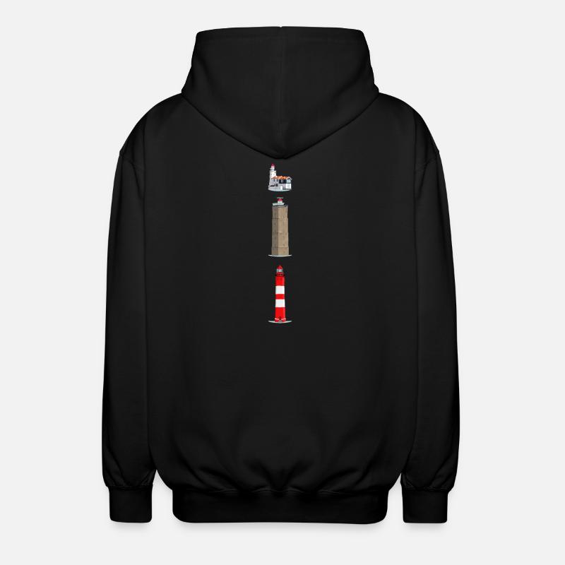 Lighthouses Ameland, Terschelling, Marche - Unisex Hooded Jacket - black
