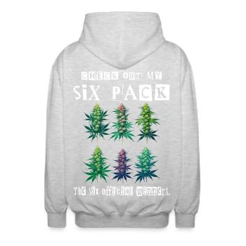 Cannabis Six Pack - Unisex Kapuzenjacke - Hellgrau meliert - Hinten - AI Model Male 185 light (185cm)