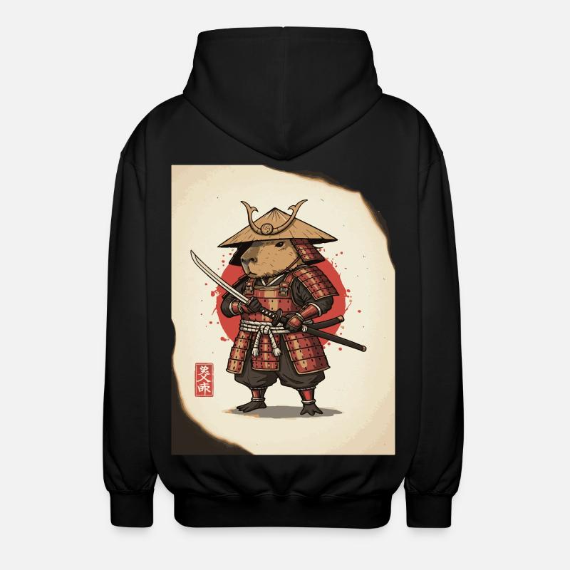 Anthropomorphe Ratten-Samurai in Rüstung - Unisex Kapuzenjacke - Schwarz