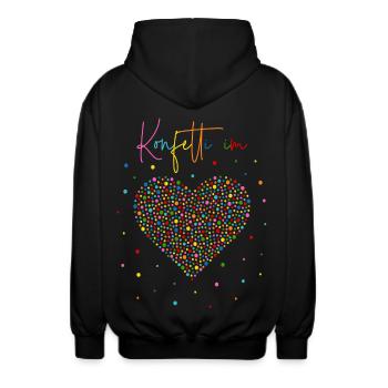 Konfetti im Herzen - Unisex Kapuzenjacke - Schwarz - Hinten - AI Model Male 185 light (185cm)