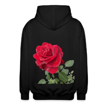 Rose rouge - Veste à capuche unisexe - noir - Dos - AI Model Male 185 light (185cm)