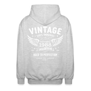 Né en Septembre 1988 - Veste à capuche unisexe - gris clair chiné - Dos - AI Model Male 185 light (185cm)